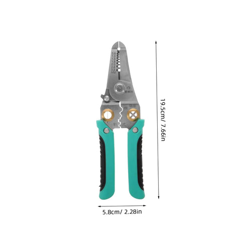 Heavy Duty Insulated Wire Strippers Pro Grade Electrical Pliers, 19.5cm long, with ergonomic grips and crimping features.