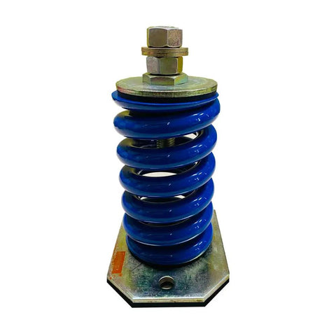 Rock Hard Open Spring Mount Isolator Equipped With Blue Steel Springs For 2314 Pound Capacity And Smooth One Inch Deflection To Kill Vibration Noise Without Breaking A Sweat During Quick Installations - blue spring mount isolator with zinc plated steel base, showcasing 1 inch deflection.