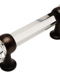 10 Pack No-Brainer Oil Rubbed Bronze Glass Cabinet Handle Pulls, 3 Inch Hole Centers, clear glass, 4 5/8 Inch Overall Length