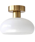 Mid Century Modern Bathroom Ceiling Light Small Black Milk Glass Drum Shade Semi Flush Mount For Entryway Hallway And Powder Room