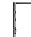 Side view of Built Tough Steel Security Door With Frame And Hardware White 6 Panel Right Hand Hinged Outward Heavy Duty Exterior Grade Entry