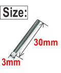 12 Pack 3mm By 30mm Dowel Pins M3 Metal Shelf Pegs For Woodworking And Furniture Stainless Steel 304 Ground To Precision Tolerance 0.0001 To 0.0005 Inch Built Tough For Shelves Bunk Beds And DIY Projects, showing a single 3mm x 30mm pin with measurements.