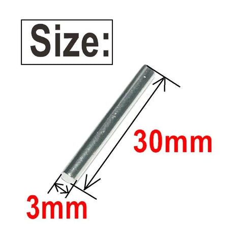 12 Pack 3mm By 30mm Dowel Pins M3 Metal Shelf Pegs For Woodworking And Furniture Stainless Steel 304 Ground To Precision Tolerance 0.0001 To 0.0005 Inch Built Tough For Shelves Bunk Beds And DIY Projects, showing a single 3mm x 30mm pin with measurements.