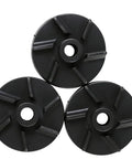 Premium Magnetic Impeller And Heavy Duty Bearing Housing For Cold Drink Machines Keeps Beverages Rolling Smooth And Stops Chunky Residue In A Dope Three Pack, three black nylon impellers stacked.