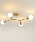 Modern metal semi flush mount ceiling light fixture with four bulbs, resembling Black Sputnik Chandelier 12 Lights design.
