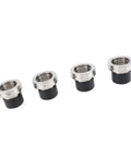Four Pack Boat Trailer Bearing Protector Caps Stainless Steel Wheel Bearing Covers Dust Caps 2.717 Inch Enhanced Dual Side Protection Keeps Grease In Blocks Water Dirt Rust Resistant Easy Install, displayed in a row.