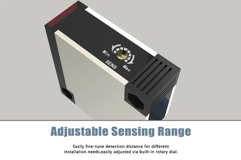 Wall Mount Photoelectric Beam Sensor For Short Range Gates, adjustable sensing range dial, indoor and outdoor compatibility