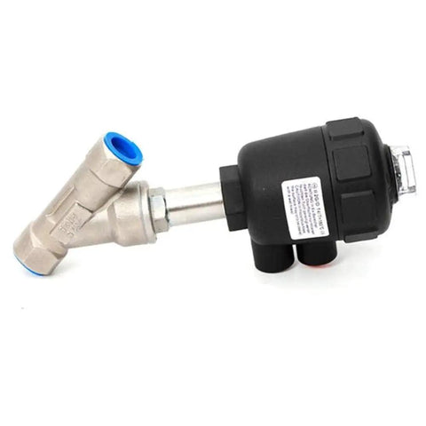 DN15 One Half Inch Pneumatic Angle Seat Valve For Steam Systems, Air Actuated, 0.3 To 1 MPa, PTFE Sealing, 304 Stainless Steel