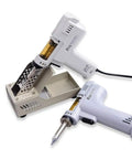 Desoldering Gun Electric Vacuum Solder Sucker 110 Volt 100 Watt with stand showcased on white background, user-friendly design