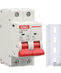 63 Amp Two Pole DIN Rail Mount AC Circuit Breaker With Thermal Magnetic Trip 120V 240V Curve C Solar Disconnect MCB