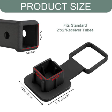 2 Inch Trailer Hitch Cover Heavy Duty Rubber Tow Hook Dust Plug Cap For Receiver Tubes Universal Car Exterior Modification Accessories Weatherproof For Cars Trucks SUVs