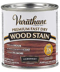 Slick Fast Dry Premium Wood Stain Cabernet Shade in a can, 8 oz, oil-based for tight wood grain finishes.