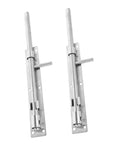Top Tier Heavy Duty 10 Pack Stainless Steel Slide Bolt Latches For Securing French Doors Barn Sheds And Gates With No Sweat Install and Rock Solid Security Hold, showing two latches.