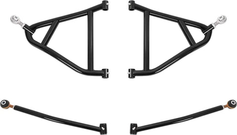 Rear Radius Arms High Clearance For Maverick DPS XMR XRS MAX 2013 2016 Upgrade A Arms With 1.5 Inch Additional Clearance And Heavy Duty Steel Construction Fits Up To 30 Inch Tires Off Road Upgrade Accessory, black steel arms
