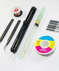 All In One SMD Rework Station Pro Grade accessories including wire tips, soldering iron reel, and tweezers.