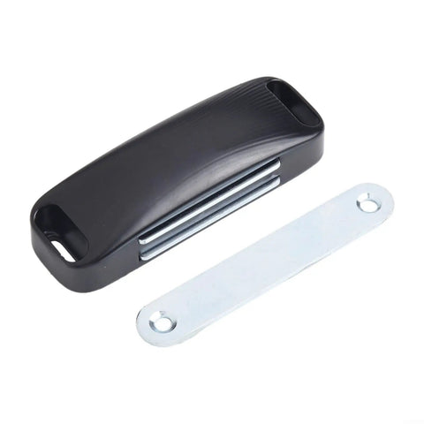 No Punch Magnetic Door Catch Keeps Cabinet Secure Ultra Thin Design with steel components for modern kitchen and wardrobe furniture.