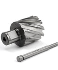 Side view of annular cutter with Weldon shank and pilot pin rod, 1-1/2 in dia, steel, 2-piece set