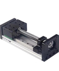 Built Tough Linear Guide Rail Kit With Ball Screw And Coupling Offering Zero Stick Slip Motion Perfect For 3D Printers And CNC Rigs side view with steel components.