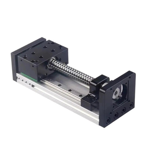 Built Tough Linear Guide Rail Kit With Ball Screw And Coupling Offering Zero Stick Slip Motion Perfect For 3D Printers And CNC Rigs side view with steel components.