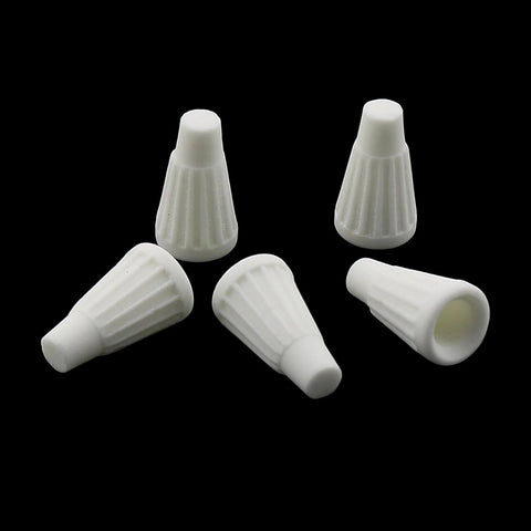 Five white ceramic wire connector caps, 19x10mm, high-temperature, flame-retardant for electrical wiring