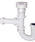Air Admittance Valve Trap Assembly Kit With One And A Half Inch Vent, No Fuss Quick Install For Kitchen And Bathroom Sinks, Prevents Sewer Gas Odors, Superior Seal AAV, White, showing side view of white piping components.