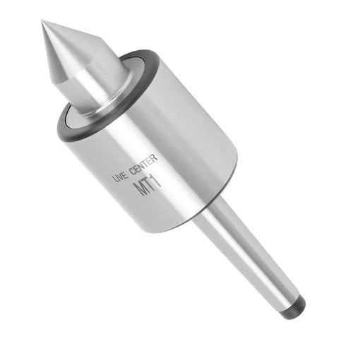 MT1 live center for metal lathe, silver alloy steel body with conical tip