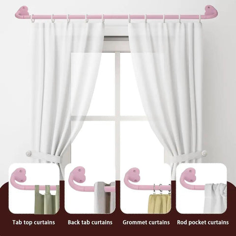 Pink Adjustable Curtain Rod Set With Three Quarter Inch Diameter Extends From 32 To 150 Inches No Rust Blackout Rod demonstration