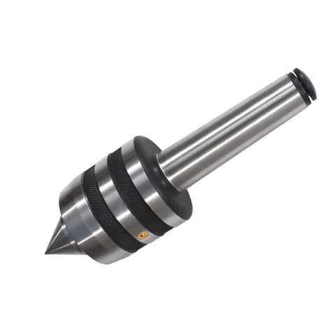 Lathe live center with 1MT Morse taper, 60° point, triple-bearing steel body