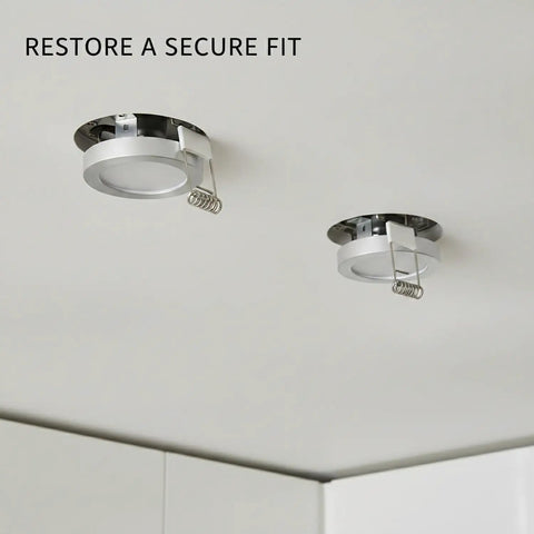 Downlight Spring Clip, Silver PP Plastic Retention Clip for Recessed Lighting Ceiling Fixtures (1 PC) shown installed in ceiling.