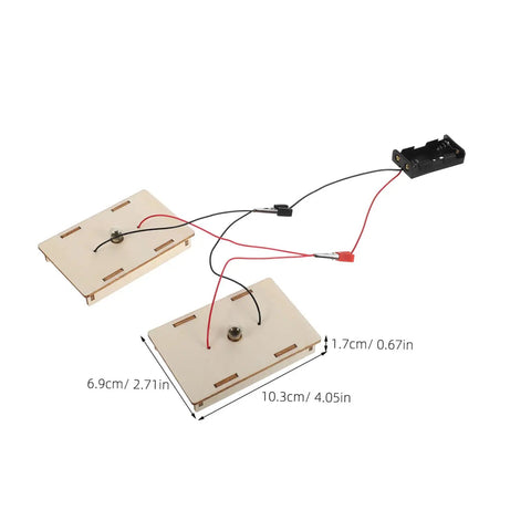 All-In-One Electrical Circuit Kit For Kids showing two boards with wires and measurements for STEM science exploration.