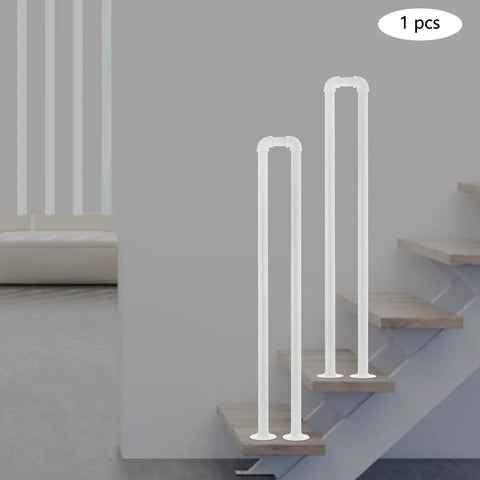 Heavy Duty U Shape Stair Handrail With Industrial Finish, clear support on stairs for safety, 39.37 in tall.