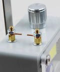 Close-up of Hand Crank Generator 6V 20F Super Capacitor Portable Manual Emergency Power Supply connectors.