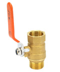Built Like A Tank 3/4 Inch Brass Ball Valve Plumbing Shut Off High Flow Water Line Fitting Corrosion Resistant Heavy Duty Pipe Connector For Reliable Home Use, with orange handle and brass body.
