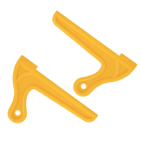 Hella Sturdy Abs Push Sticks For Woodworking Safety Featuring Sweet Grip Handle And V Notch Guide For Table Saw Router Jointer Kickback Prevention 2 Pack Kit, yellow ABS material.