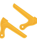 Keep Those Digits Safe Job Ready V Shaped Groove Abs Push Sticks 2 Pack Table Saw Router Jointer Shaper Tools in yellow color.