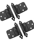 Four black Ten Pack Self Closing Overlay Cabinet Hinges Flush Mount Heavy Duty Cupboard Door Spring Hinges Black