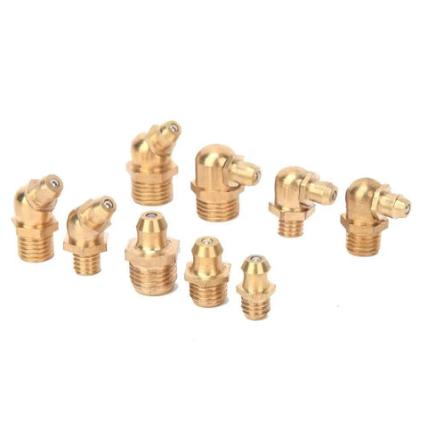 Brass Grease Nipple Fittings Kit 160 Piece Assortment For Automotive And Industrial Use Rust-Resistant Brass fittings displayed