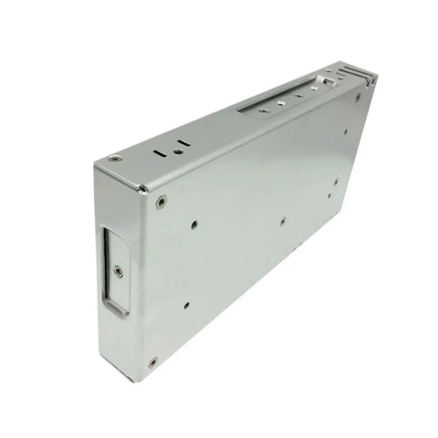 Rock Solid 48V 7.3A 350W Single Output Switching Power Supply metal casing, angled view, designed for industrial use.