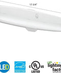 LED Flush Mount Closet Light with Motion Sensor, 18 Inch, shown with dimensions, damp rated and hardwired, Energy Star certified