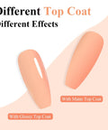Comparison of Coral Orange Gel Nail Polish 10ml HEMA Free UV LED Cure Soak Off Long Lasting with glossy and matte top coats