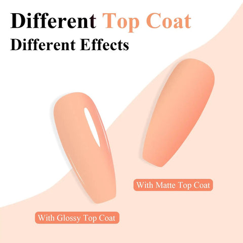 Comparison of Coral Orange Gel Nail Polish 10ml HEMA Free UV LED Cure Soak Off Long Lasting with glossy and matte top coats
