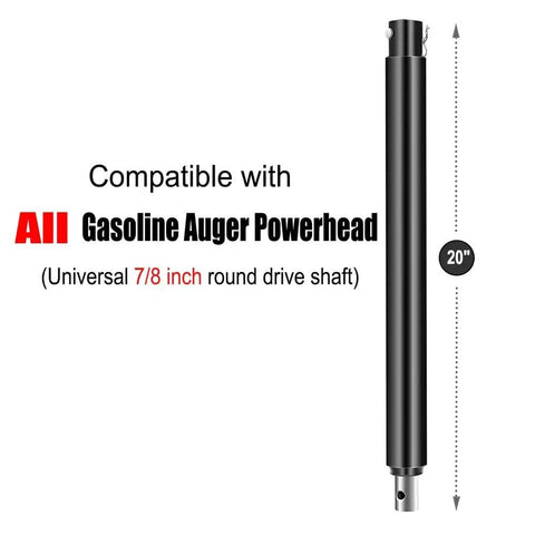 Heavy Duty Post Hole Auger Drill Bit With 7/8 Inch Shaft And 31 Inch Length Plus 20 Inch Extension, Universal Fit For Gas Powered Augers