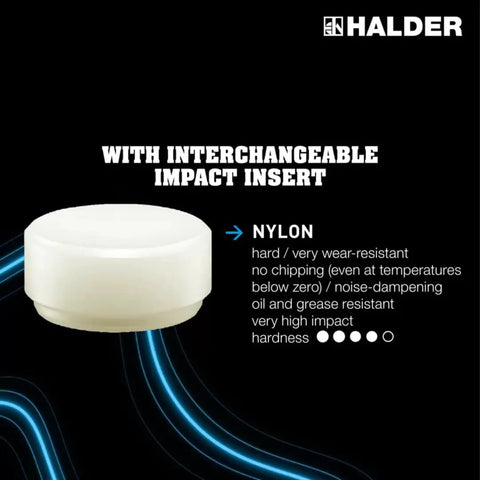 Nylon insert for Dead Blow Mallet With Non-Rebound Action, 50mm Head, 2.5 Lb Weight, Heavy-Duty Nylon Inserts, Break-Proof Steel Tube Handle.