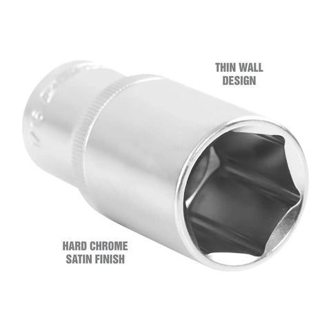 Half Inch Drive Deep Socket One And One Sixteenth Inch Six Point For Tight Access And Solid Torque Chrome Finish PosiGrip Automotive Hand Tool