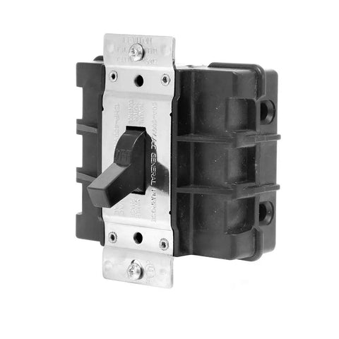 60 Amp 600 Volt AC Manual Motor Controller 2 Pole Single Phase With Standard Toggle Industrial Grade NonGrounding MS602BW Black