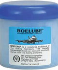 Soft Blue Paste Machining Lubricant 12 Oz container with blue lid, labeled with product details and Boeing logo for metalworking.