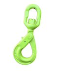 Badass Heavy Duty Swivel Lifting Hook 17637 Lbs Capacity With Spring Loaded Self Lock For Industrial Hoisting and Heavy Cargo Rigging, bright green.