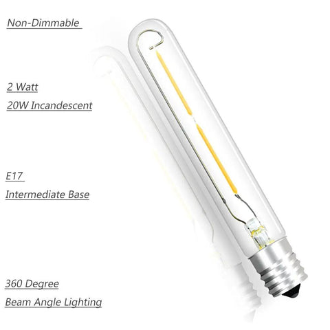 2W LED T6.5 E17 Exit Sign Clear Bulb Daylight 6000K For Refrigerator Freezer Replaces 20W Incandescent Energy Saving