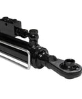 Close-up of hydraulic top link cat 1 with locking block and hoses, adjustable 22.125-33.125 inches, farm tractor accessory.