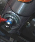 Blue Medium Strength Thread Locker For Automotive And Metal Projects Pro Grade 36 Ml 1 Pack applied to metal fastener.
